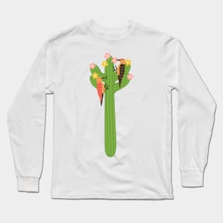 Saguaro Cactus and Gila woodpecker Long Sleeve T-Shirt